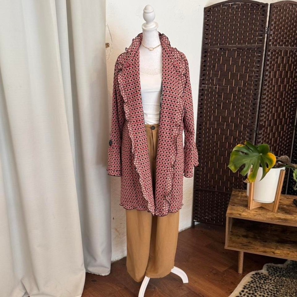 Maestro Vintage Y2k Women's Bold Geometric Coat Size Large Retro Pattern